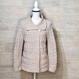 INIS CRAFTS WRAP SWEATER 100% MERINO WOOL MADE IN IRELAND